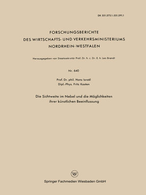 cover image of Die Sichtweite im Nebel und die Möglichkeiten ihrer künstlichen Beeinflussung